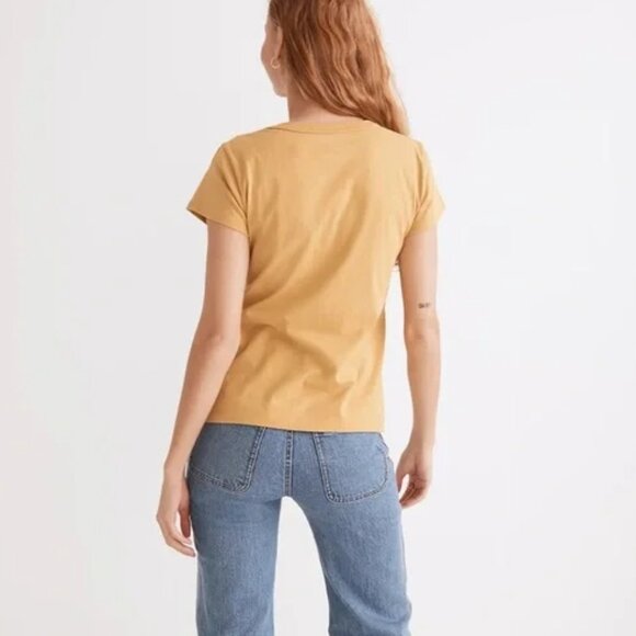 Madewell x Made Some Souvenirs Embroidered Perfect Vintage Tee Yellow Size M - Picture 4 of 9